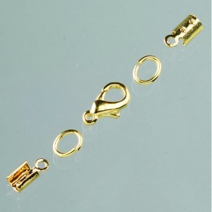 Dispositifs de verrouillage pour lanires de cuir  2 mm - plaqu or (montage par pince)