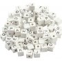 Perles lettres - blanches - 8x8 mm - 96 pcs