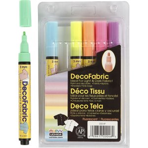 Stylos textile dco - 3 mm - couleurs fluo - 6 pcs