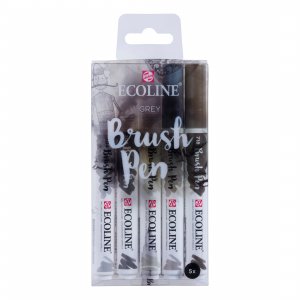 Lot de 5 stylos pinceaux Ecoline - Gris