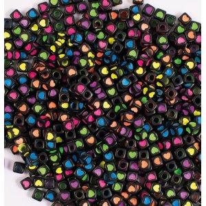 Perles coeurs fluo - 300 pcs