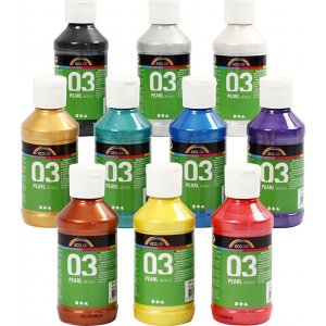 Peinture scolaire Acrylique - Mtallis - couleurs mlanges - mtallis - 10 x 120 ml