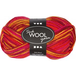 Fil  chaussettes - harmonie rouge/orange - 50 g