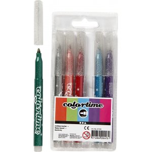 Marqueur Colortime Glitter - couleurs mlanges - 2 mm - 6 pcs