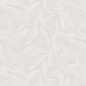 Toile cire PVC Feuilles - Blanc