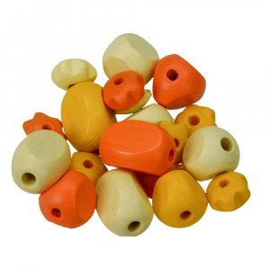 Perles en bois - mlange jaune 30 pcs. mlange de couleurs et de formes