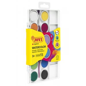 Set aquarelle - Jovi - Kit comprenant 12 gteaux de couleurs 1 pinceau 1 tui plastique