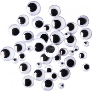 Yeux PET noir et blanc 7,10 & 15 mm - 300 pcs