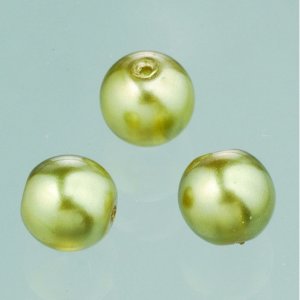 Perles de verre cire brillante 6 mm - vert olive 40 pcs.