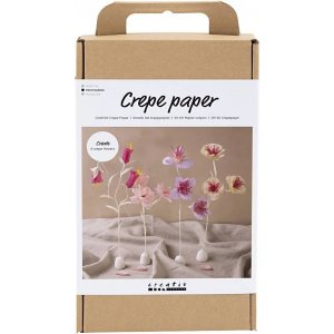 Kit DIY Papier crpon, couleurs pastel, Fleur