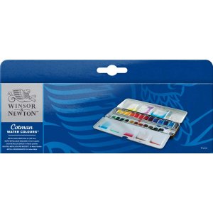 Peinture aquarelle W&N Cotman - Bote mtal Sketcher's 24 couleurs