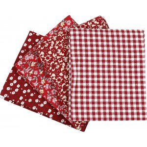 Tissu patchwork - rouge - 4 pcs