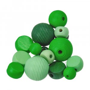 Perles en bois - mlange vert 25 pcs. mlange de couleurs et de formes