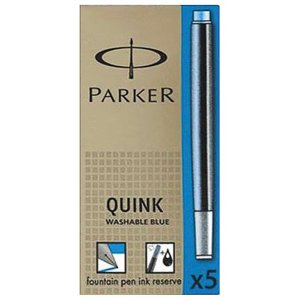 Cartouche d'encre Parker Ink - Cartouche Quink Royal - Bleu Lavable 5-pack 1-Blist