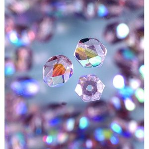 Perles de verre facettes - mauve - rondes, chatoyantes