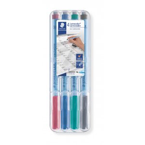 Stylo marqueur effaable Lumocolor 0,6 mm - 4 couleurs