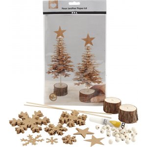 Artisanat de Nol - Sapin de Nol en papier cuir - naturel - 2 pcs