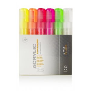 Ensemble de marqueurs acryliques Montana - 2 mm, 6 stylos - Fluor