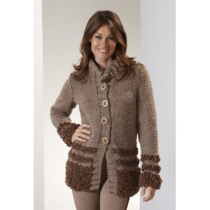 Patron tricot - Cardigan  rayures fourrure