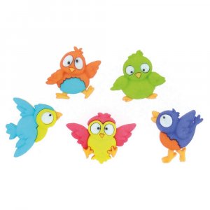 Boutons multicolores 20x19 - 26x21 mm - Oiseaux