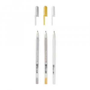 Stylos gel Sakura Gelly Roll - 3 stylos (Or, Argent, Blanc)