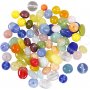 Perles de verre - couleurs mlanges - ovales - rondes/plates - 350 g