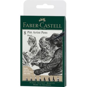 Coffret de stylos  dessin - Faber-Castell - Pitt Artist - Couleur 199 - 8 stylos (5F)