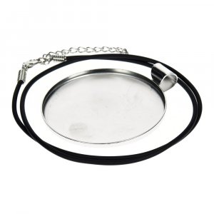 Pendentif pour mosaque 49 mm - rond argent, bande noire