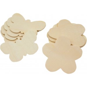 Figurines en bois papillons et fleurs - 12 pcs