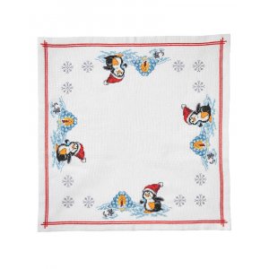 Kit de broderie Toile - Pingouin avec chapeau de Pre Nol